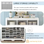 Sleek Design 24 Shoe Cubby Console, Modern Shoe Cabinet with Curved Base, Versatile Sideboard - Image 4