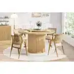 Modern Round Dining Table with Lazy Susan and Storage, 55-Inch MDF & Particle Board – close-up detail