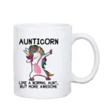 Aunticorn Mug Unicorn Like A Normal Aunt But More Awesome Coffee Mugs Christmas Girl Gift Tea Milk Cup Mugs – angled view