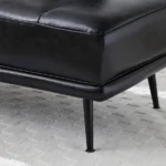 Goldoma 55-inch modern swivel ottoman with hidden storage in black faux leather - multi-functional living room bench