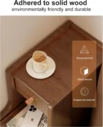 Narrow Solid Walnut Wood Nightstand with 3 Drawers – styled in a modern Nightstands setting