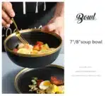 Gilt Rim Black Porcelain Dinner Plates Kitchen Dishes Ceramics Tableware Food Tray Rice Salad Noodles Bowl Cutlery Set – in