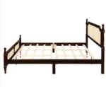 Goldoma king size wooden bed frame with rattan headboard and footboard, central support platform, no box spring needed