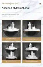 Emerald Marble Corner Shelf Wall Bathroom Mirror Front Cosmetic Storage Rack Metal Bathroom Shelf Shower Shelf Shampoo