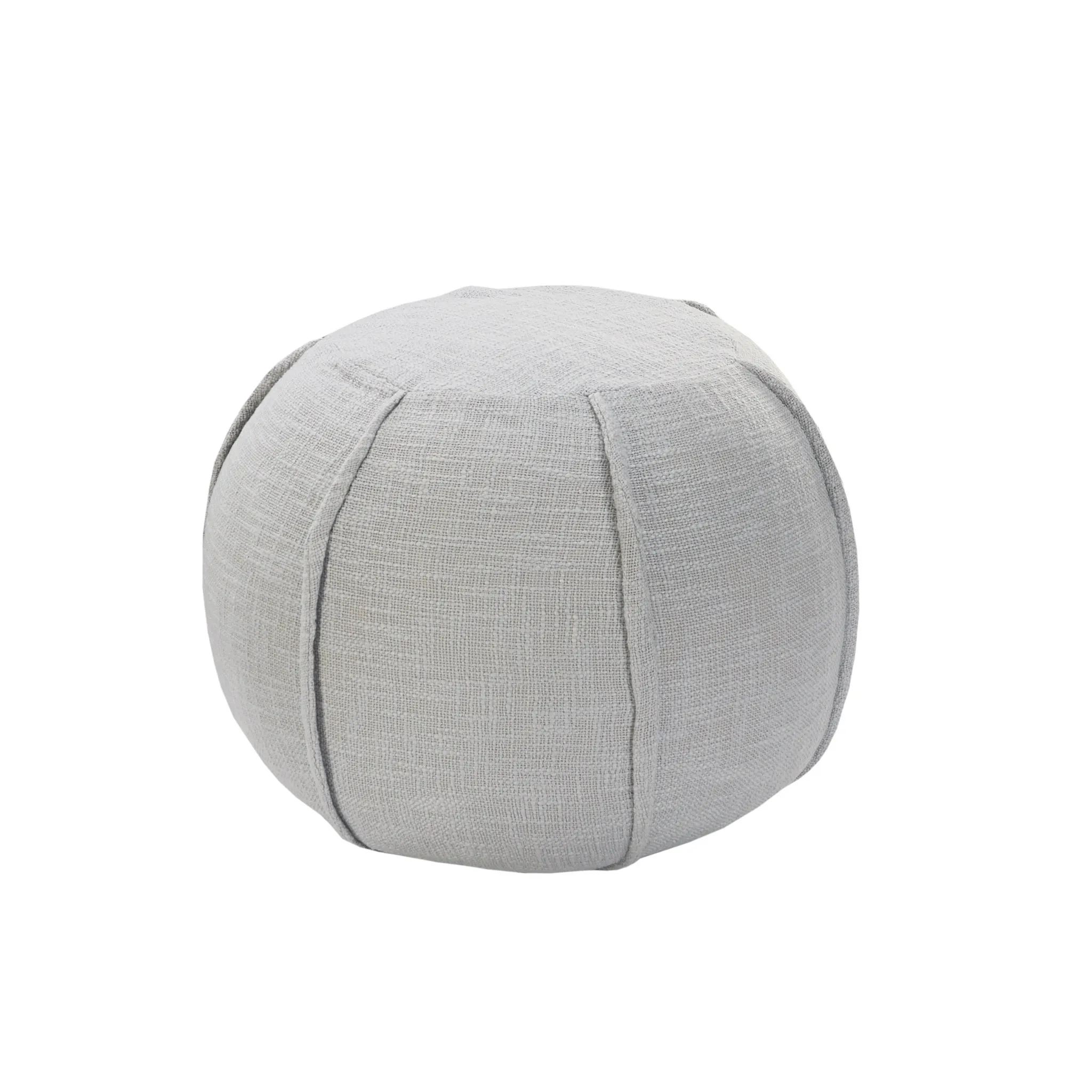 H2d861a507fce4dac830faef88475255c5.webp Gray cotton patchwork pouf ottoman with foldable storage bench in a kids bedroom