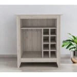 HMS Modern Light Gray Bar Cart Wine Storage Trolley Plastic Steel Iron Wood for Hotels Kitchens Workshops Hospitals Outdoor Use