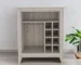 Modern bar cart in light gray with wine bottles and glasses on two tiers