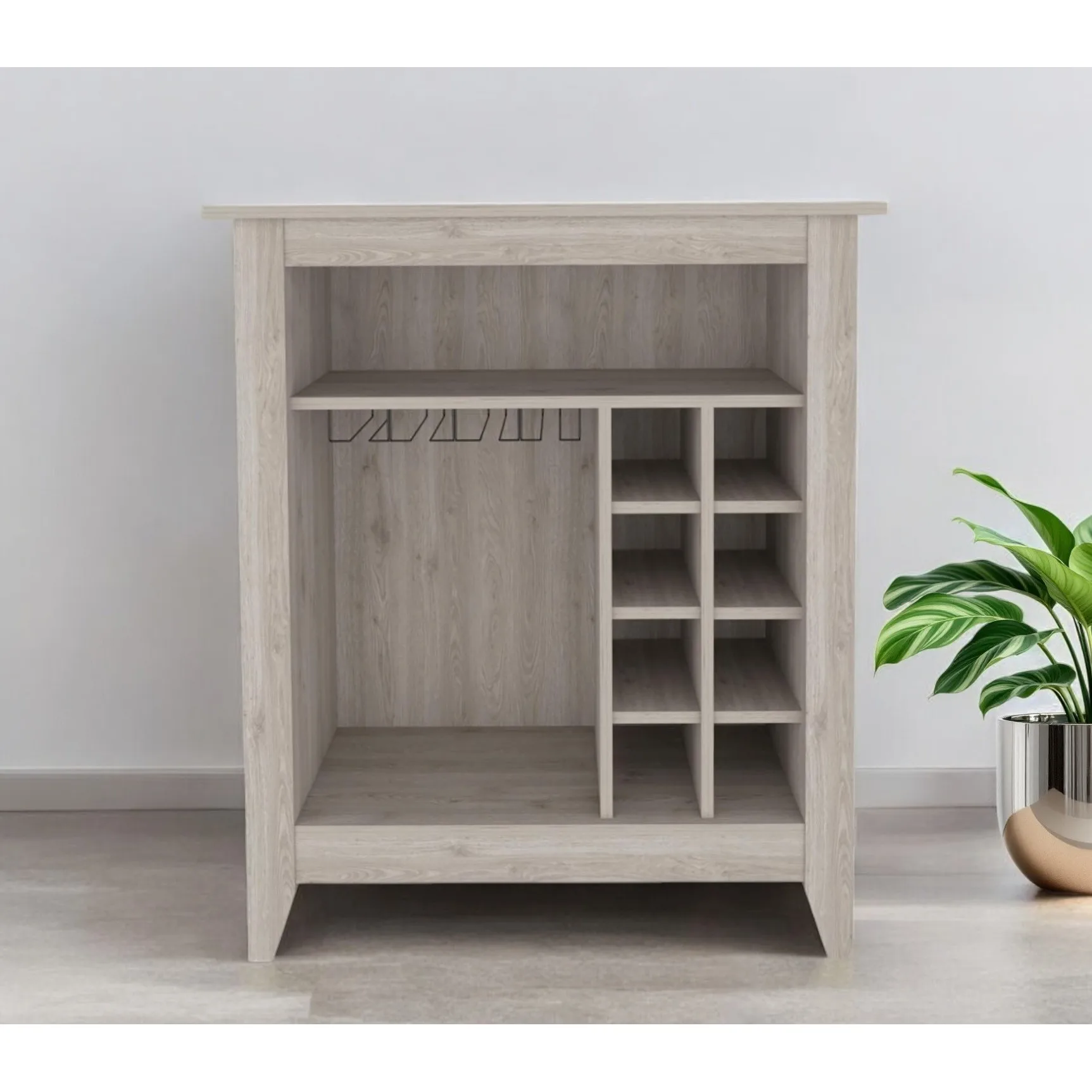 H2daef5d6148842fab78ad5742c1a60cdB.webp HMS Modern Light Gray Bar Cart Wine Storage Trolley Plastic Steel Iron Wood for Hotels Kitchens Workshops Hospitals Outdoor Use - Image 1
