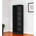 HMS 71 Five Tier Black Wood Bookcase Elegant & Stylish Bookshelf
