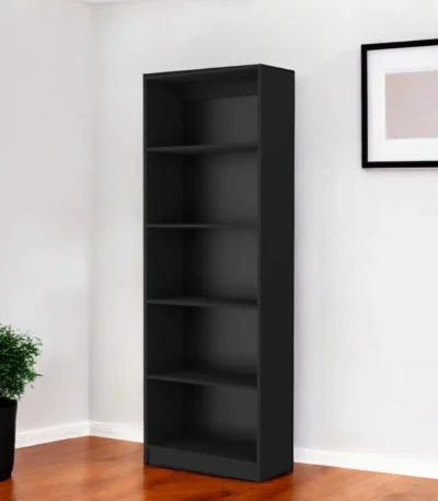 HMS 71 Five Tier Black Wood Bookcase Elegant & Stylish Bookshelf