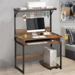 YQ FOREVER Wooden Metal Frame Desktop Computer Desk Study Console Table  Keyboard PC Home Office Desks - Image 5