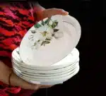 Bone China Plate Set for Household, Ceramic Dinner, Vegetable Dishes, Round Deep Plate, European Pastoral Tableware, 8 inch