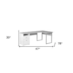 HMS 47" Taupe Silver L-Shaped Computer Desk Two Drawers Extendable Modern Design Office/Gaming Desk Wood Metal Assembled