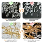 Modern Crystal Gold Chandelier, Large Lving Room Chandeliers for Dining Room, Tree Branch Crystal Dining Room Table