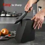15 Pieces Black Anti-Slip Handle Carbon Steel Blade Kitchen Knife Set with Sharpener Chicken Bone Scissors