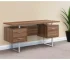 HMS 24" Modern Computer Desk with Three Drawers Black Silver Foldable Aluminum-Finished for Hotels Wooden Metal Glass