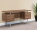 HMS 24" Modern Computer Desk with Three Drawers Black Silver Foldable Aluminum-Finished for Hotels Wooden Metal Glass