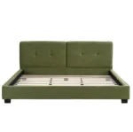 Goldoma king size velvet bed frame with curved tufted headboard in a modern bedroom setting