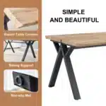 63" x 35.4" Wood-Textured MDF Dining Table with Black A-Frame Legs – styled in a modern Rectangular Dining Tables setting