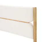Adjustable queen bed frame with fleece upholstered headboard and solid wood construction in modern bedroom setting
