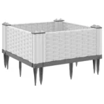 Stacked modular white flower pots from the W2B VidaXL set, demonstrating their interlocking design.