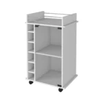 HMS Luxury Modern White Rolling Bar Cart Steel Wood Wine Storage Trolley for Dining Living Room Kitchen Hotel or Wine Cellar - Image 2