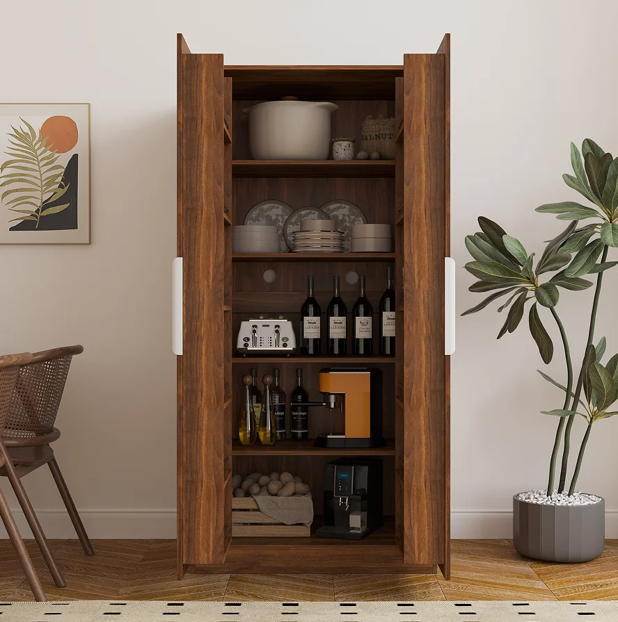 H2eea1ff2f16141c8a51fa6e9d8bd3508C.webp Modern Kitchen Pantry Cabinet MDF Freestanding Buffet Sideboard with Doors & Shelves for Living Room - Image 1