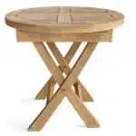 Natural Rounded Solid Wood Folding Outdoor Side Table 20" – base detail