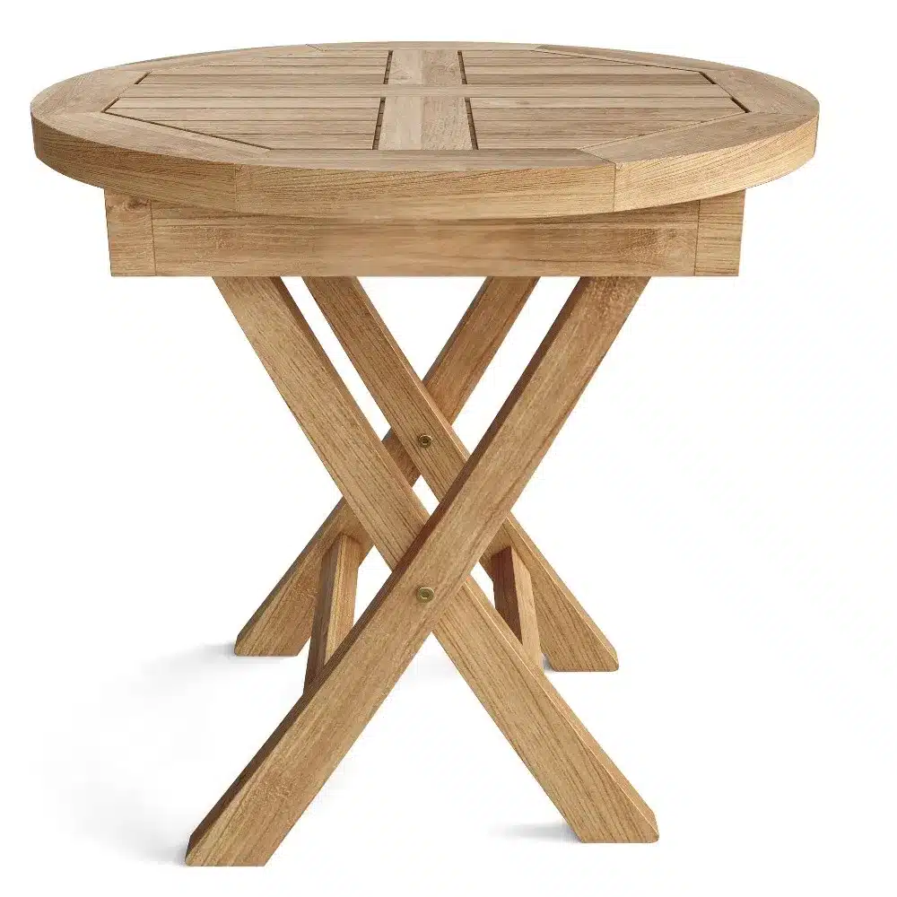 Natural Rounded Solid Wood Folding Outdoor Side Table 20"