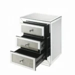 Mirrored nightstand with three drawers in chrome finish - Goldoma glam accent table