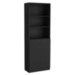 HMS 71 Black Five-Tier Oak Bookshelf with Two Doors Minimalist Design for Home Office Living Room or Workshop – top view