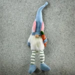 HMS 32" Blue and White Fabric Christmas Sitting Gnome Tabletop Sculpture for Home or Office Decor – top view
