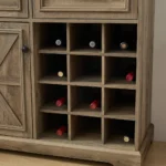 Farmhouse Wood Sideboard Buffet Cabinet with 2 Drawers & Wine Bar Removable Wine Racks Storage Shelves - Image 5