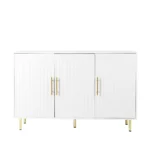 3-Door Large Storage Modern Eco-Friendly Sideboard with Gold Handles for Kitchen Dining Living Rooms-White Buffet Cabinet - Image 7
