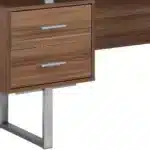 HMS 24" Modern Computer Desk with Three Drawers Black Silver Foldable Aluminum-Finished for Hotels Wooden Metal Glass