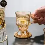 Heat Resistant Thick Glass Cup Luxurious European Style Teacup Coffee Cup Healthy Drink Mug Tea Mugs – angled view