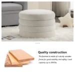 Goldoma fabric storage ottoman in living room with hidden storage compartment open