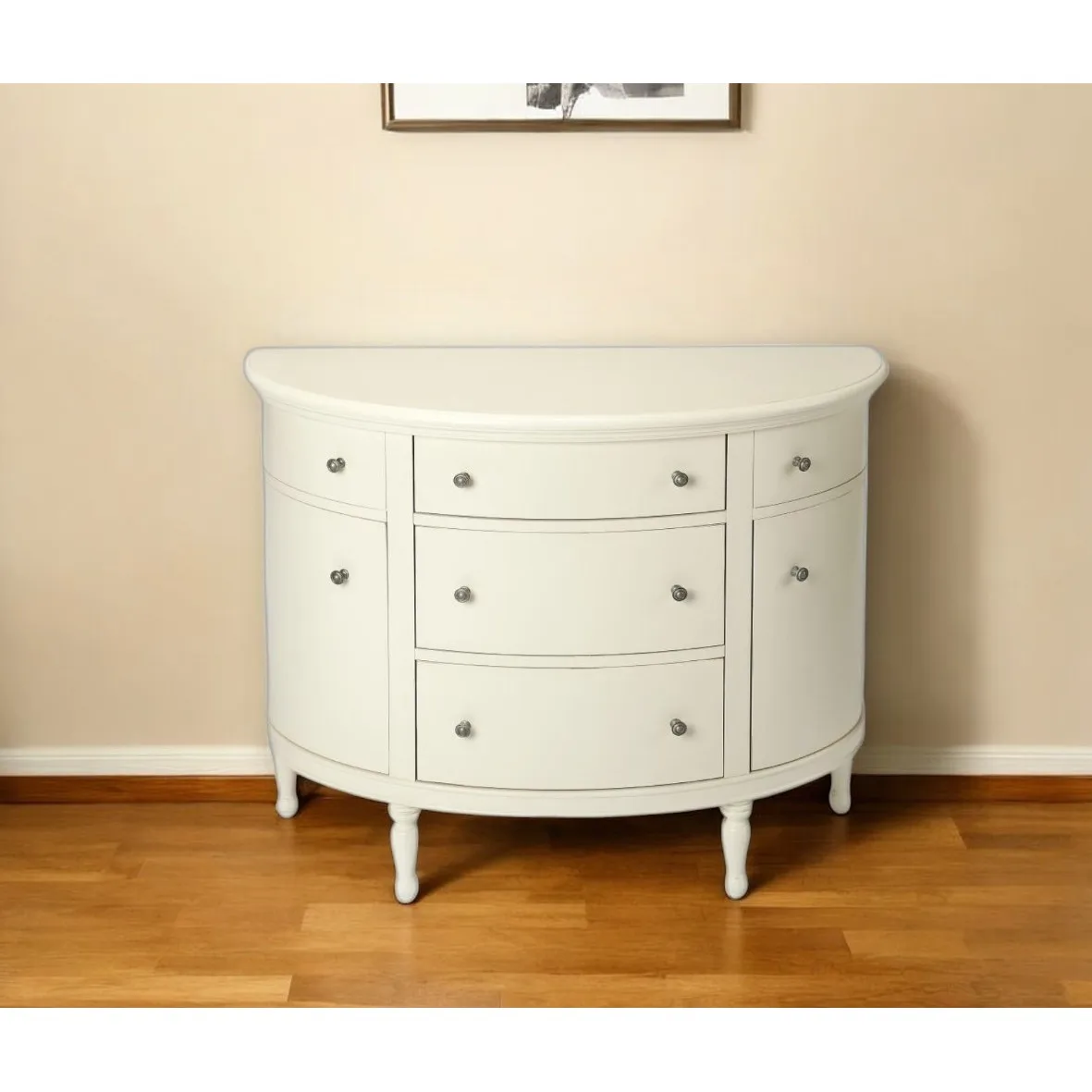 H30afd1010068463db592efb1cc7459bdR.webp HMS 41 Five-Drawer Sideboard Modern Traditional White Solid Teak Wood for Living Room Dining Kitchen Use - Image 1