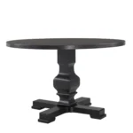 47" Solid Wood Dining Table with Black Pedestal Base – side view