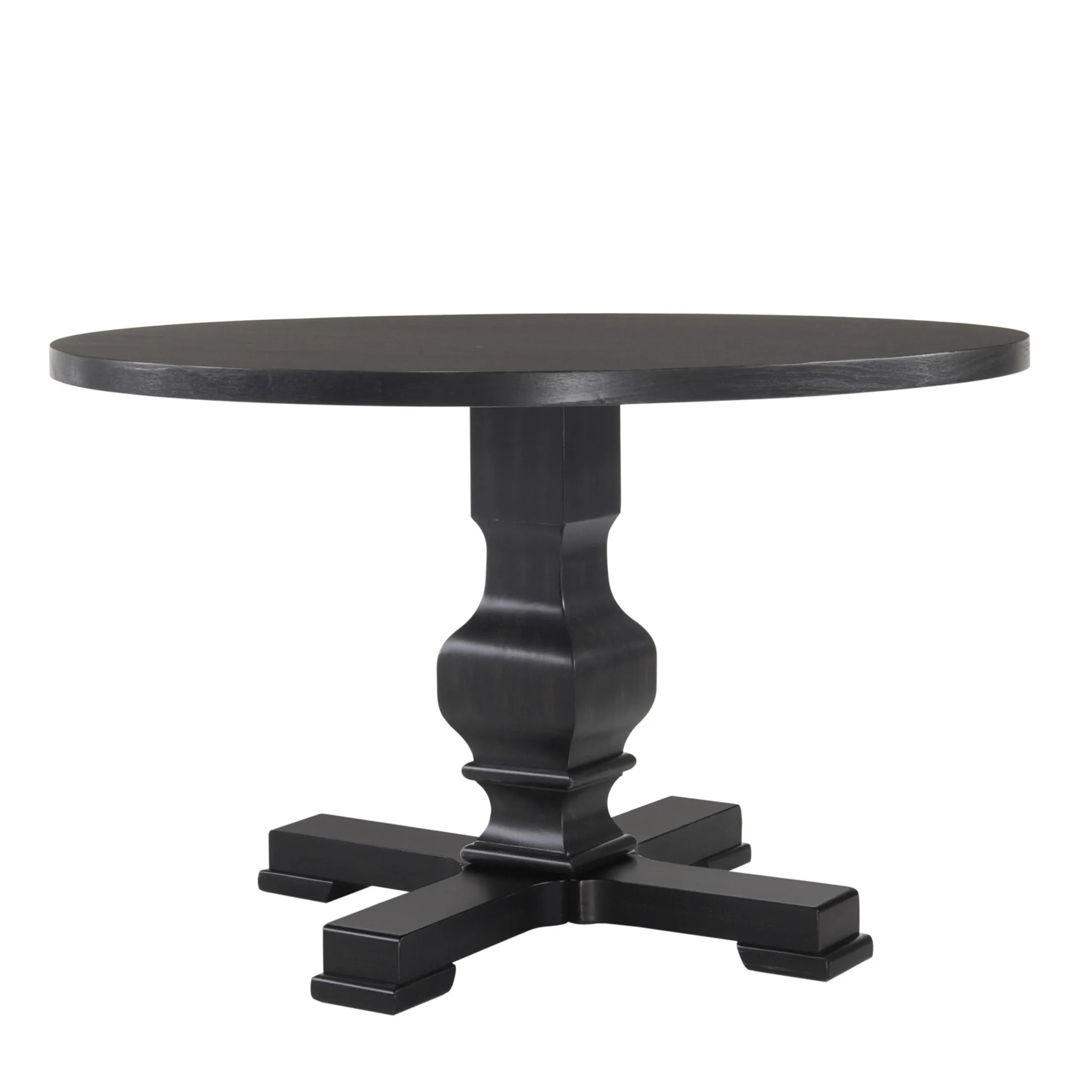 47" Solid Wood Dining Table with Black Pedestal Base