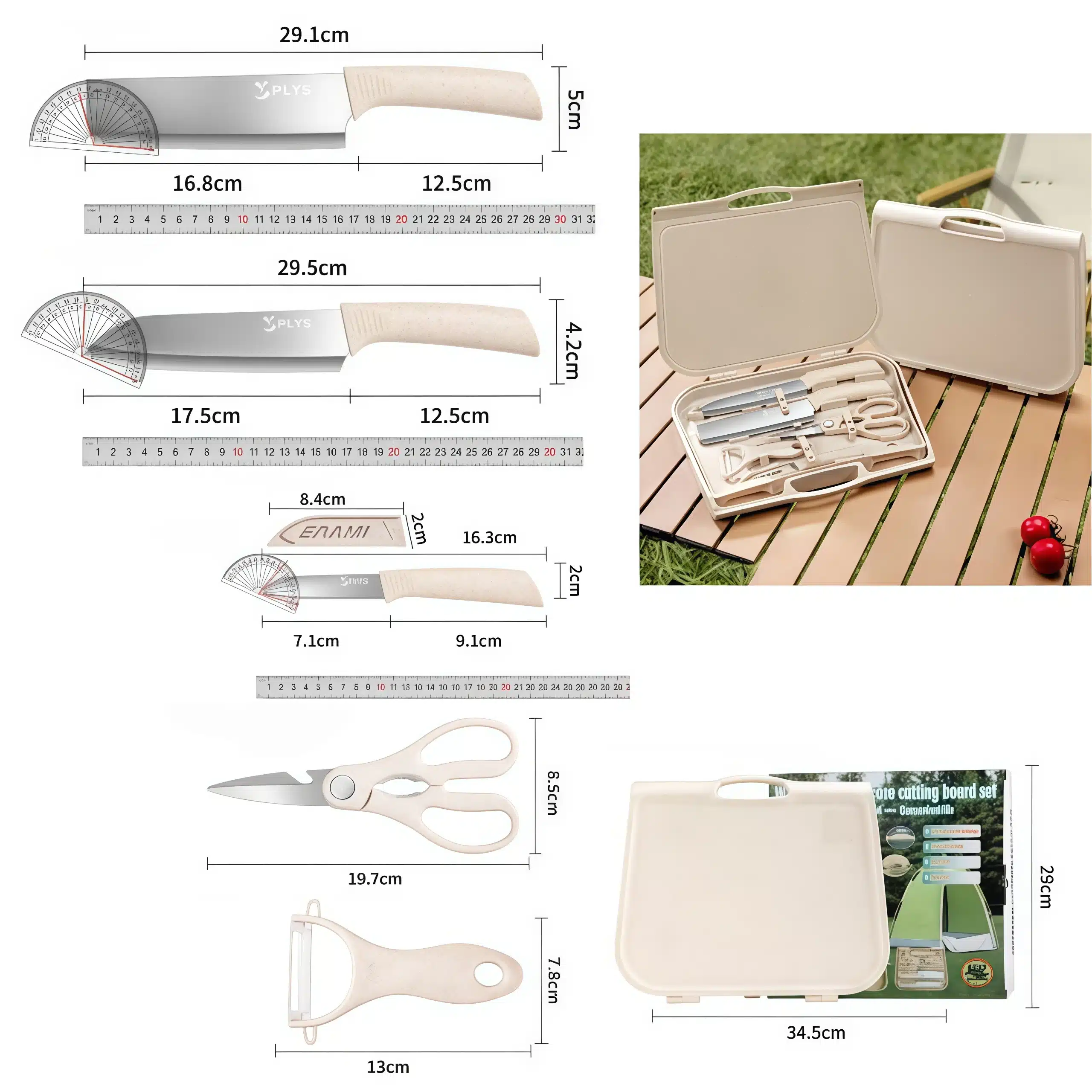 Multi-Functional Stainless Steel Kitchen Knife Set, Portable Chef's Knife Set