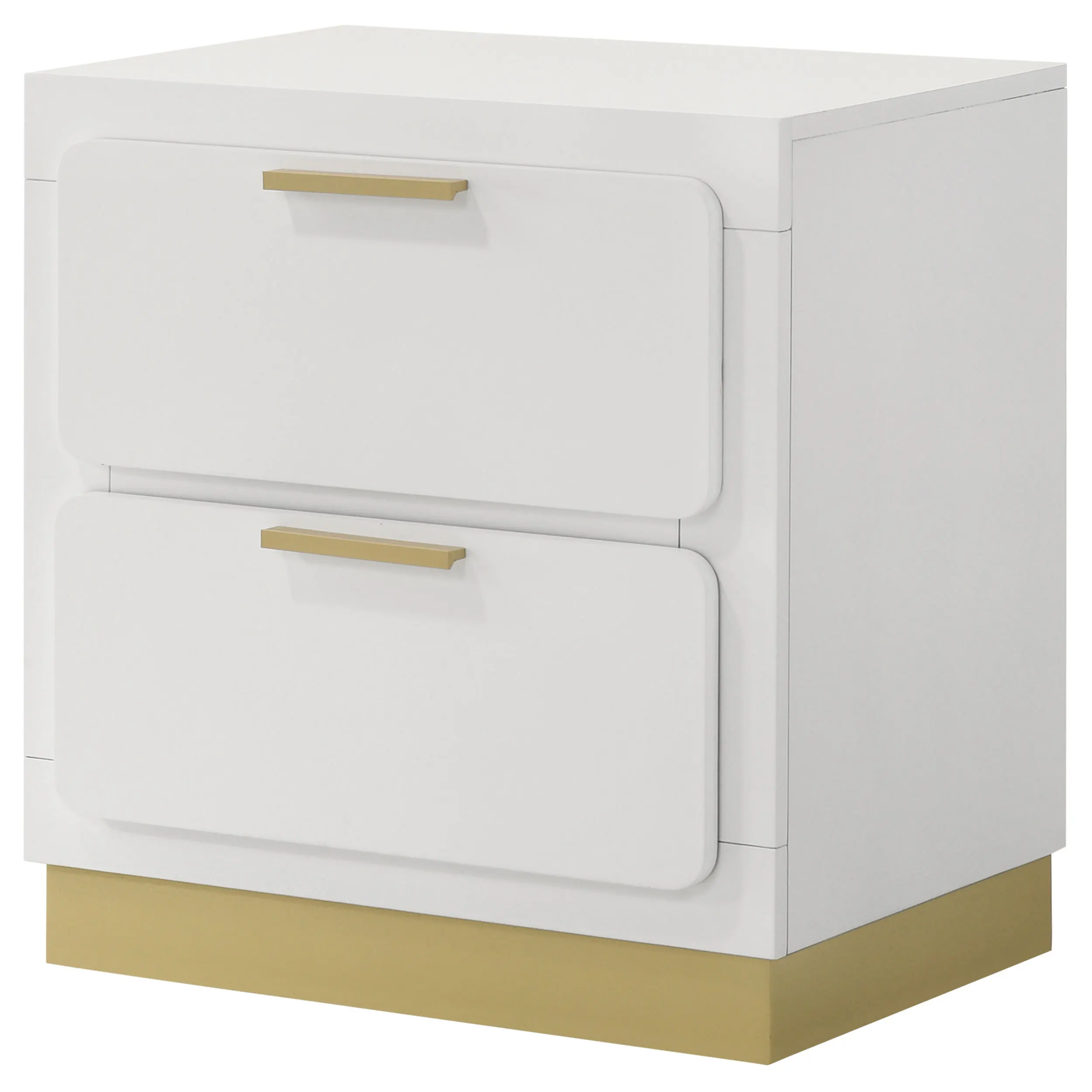 Sophia White 2-Drawer Nightstand with Gold Accents