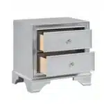 Silver Glam 2-Drawer Nightstand - Contemporary Bedside Table – close-up detail