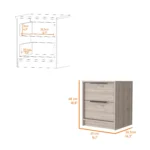 Washington Nightstand with two large drawers in light grey minimalist design for bedroom storage