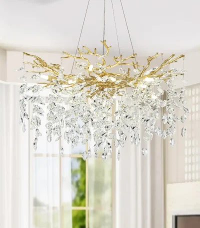 Modern Tree Branch Chandelier Crystal Chandeliers for Dining Room Farmhouse Snowflake Chandelier for Living Room Kitchen