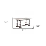 Goldoma 72-inch white and gray marble trestle dining table with solid wood base