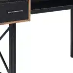 HMS 47" Minimalist Black Computer Desk with Two Drawers and Shelf Wooden PC & Gaming Office Desk Foldable Design