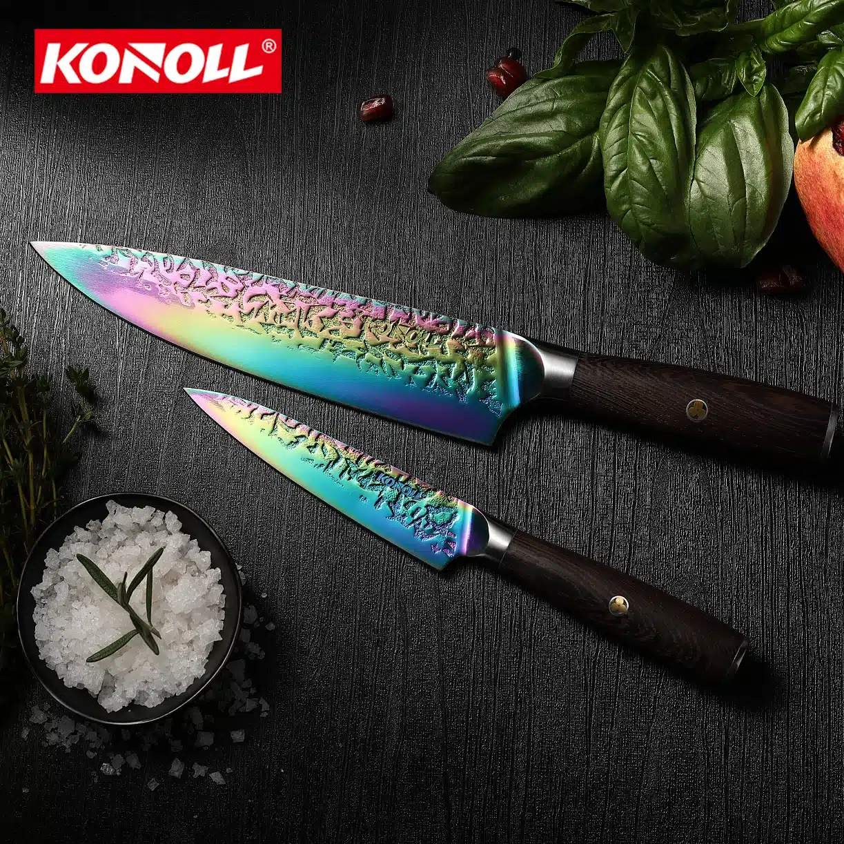 High Quality Titanium Coating 2 Pcs Kitchen Knife Set 5Cr15Mov Steel Professional Japanese Chef Knife Set