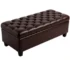 Goldoma 50.25" Dark Brown Leather Storage Ottoman Bench