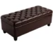 Goldoma 50.25" Dark Brown Leather Storage Ottoman Bench